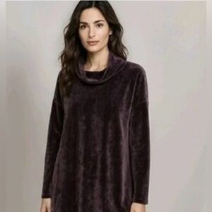 NWT J Jill Pure Jill Crushed Velour Cowl Neck Tunic, size XL